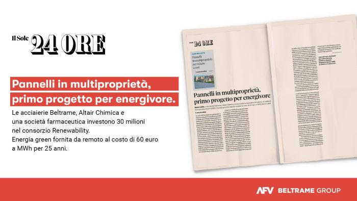 Renewability, a new project reported by “Il Sole 24 Ore”